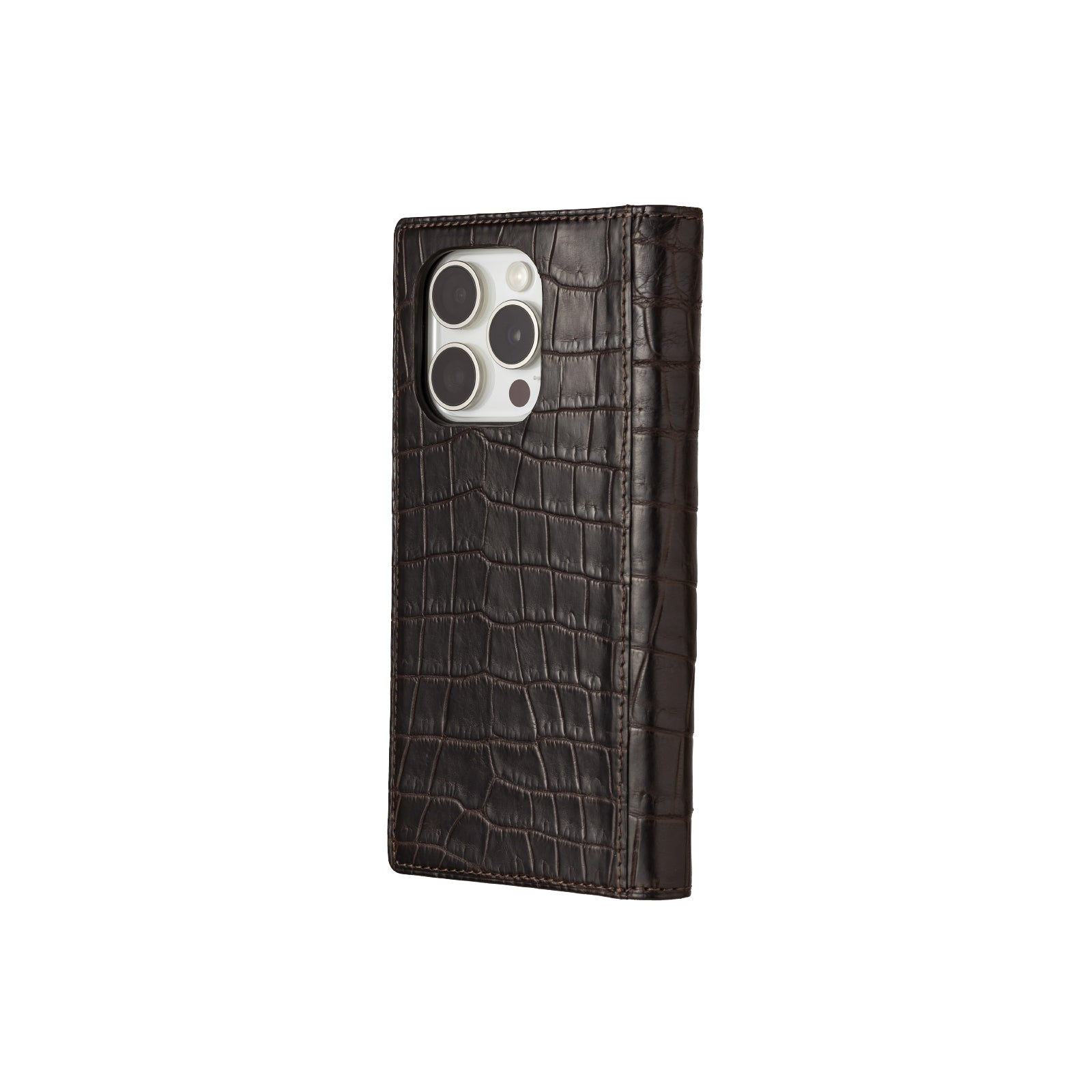 Crocodile Leather Flip Case for iPhone 15 Pro